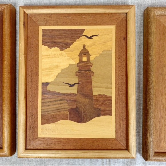 Set of 3 Wood Inlaid Wall Art - Picture 4 of 7